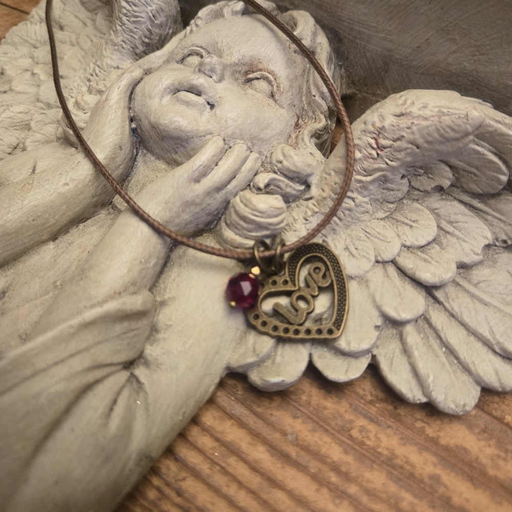 Vintage Heart Necklace with Purple Gem